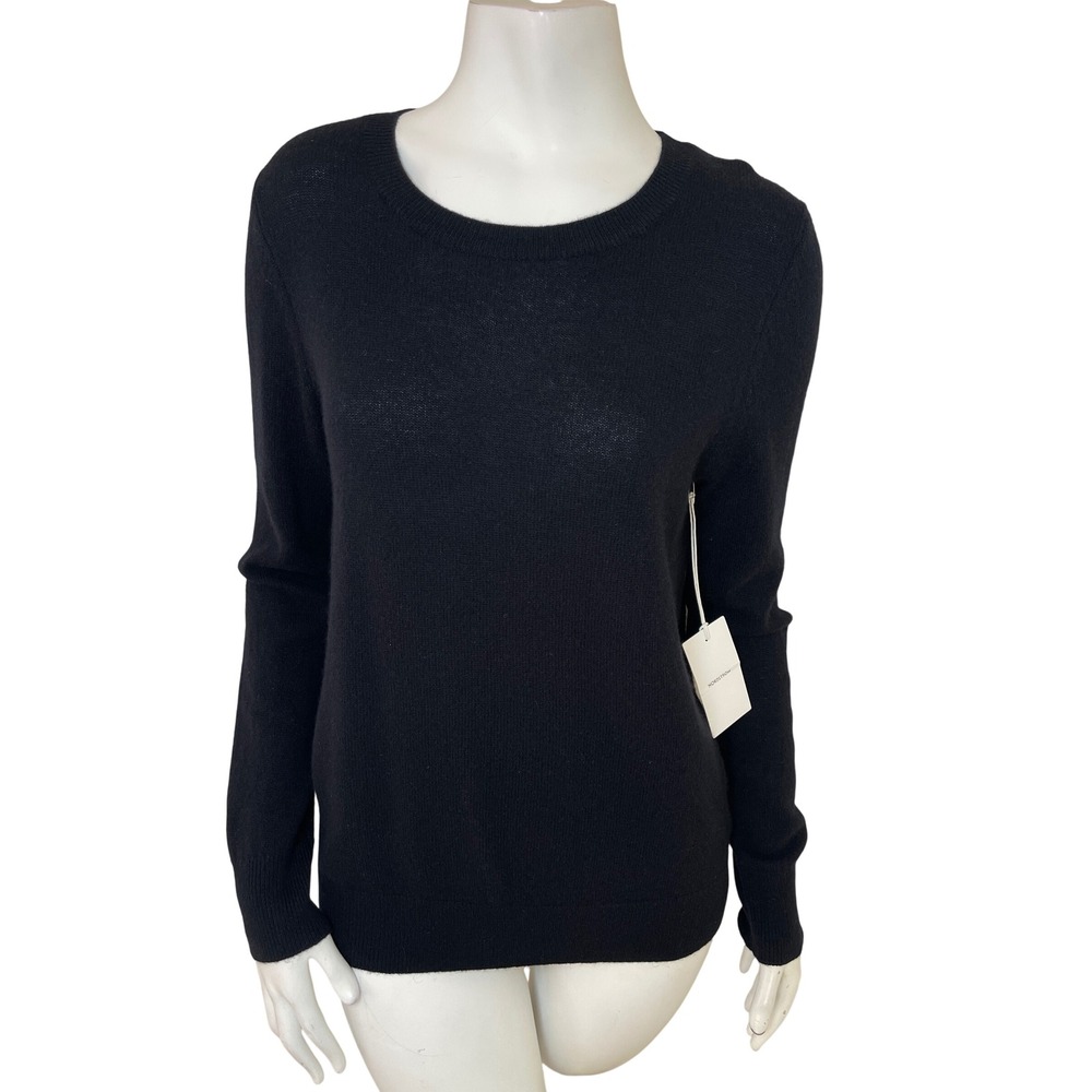 Nordstrom Womens 100% Cashmere Crewneck Sweater Black L Cozy Chic Minimalist